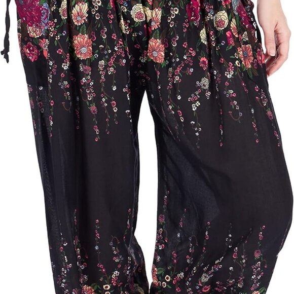 Harem Pants Women High Waist Bohemian Yoga Pants with Pockets - Boho Hippie Clot - Picture 1 of 6